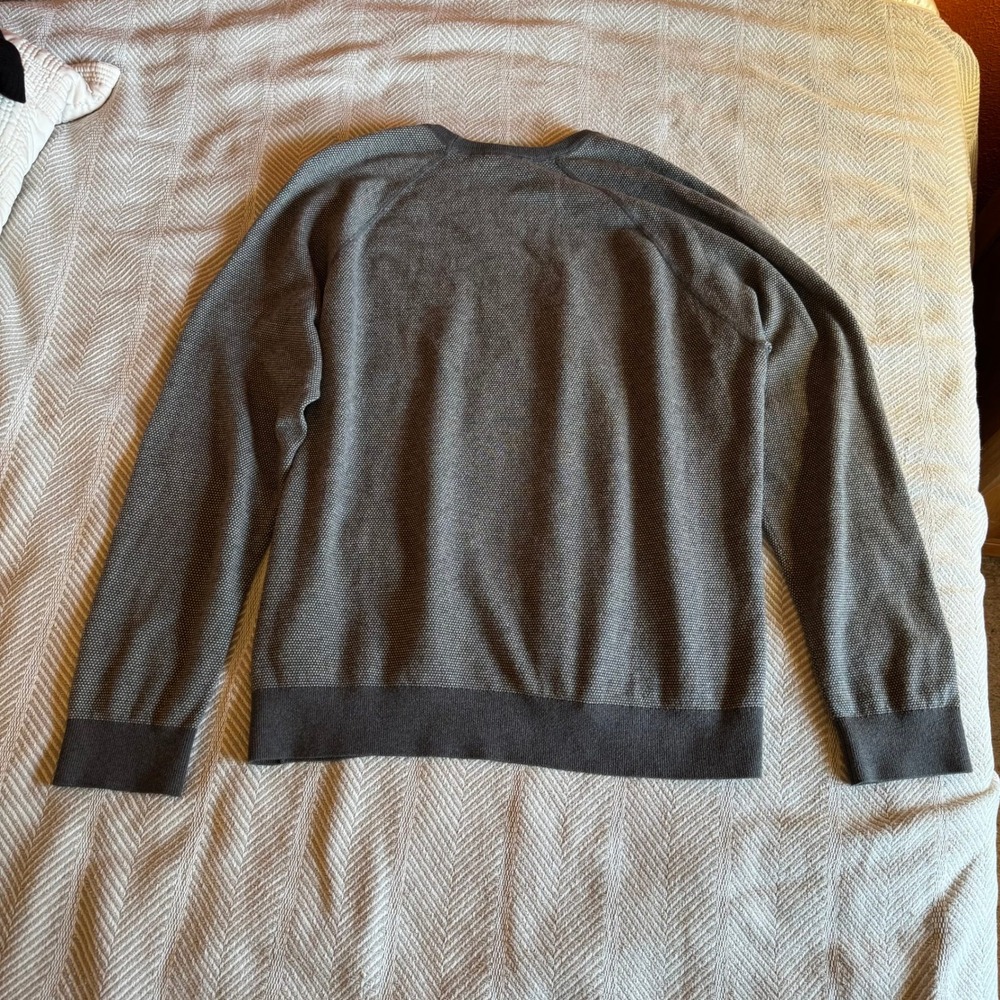 Vince Birdseye Jacquard Wool Blend Cashmere Crewneck Sweater Mens XL Grey - Picture 2 of 9